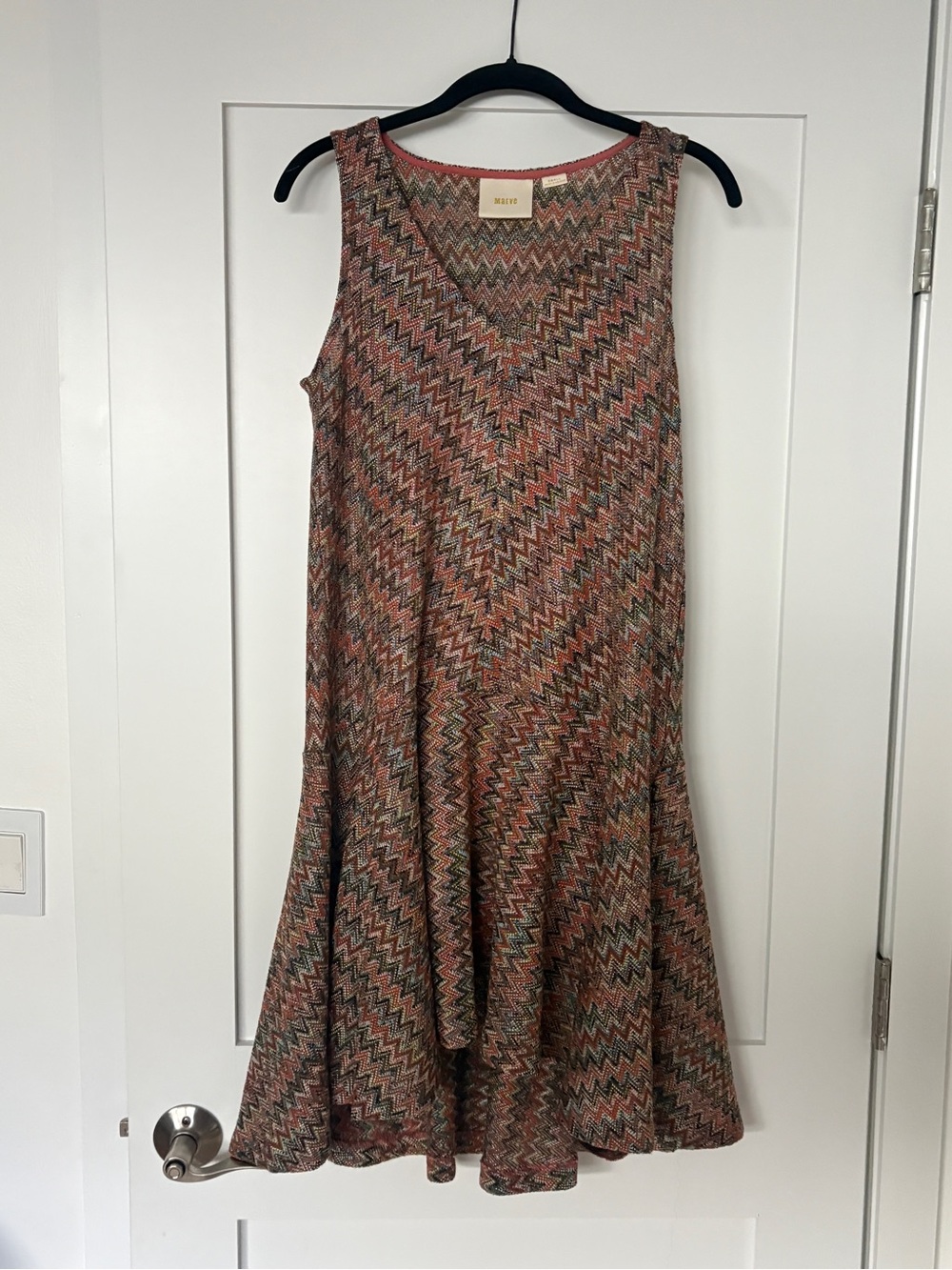 Maeve Multicolor Zigzag V-Neck Swing Dress